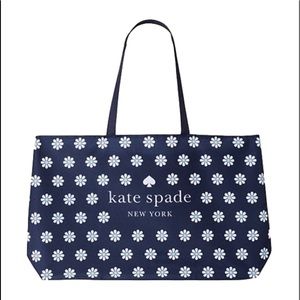 KATE SPADE Navy/Daisies Large Cotton Canvas Multi Tote